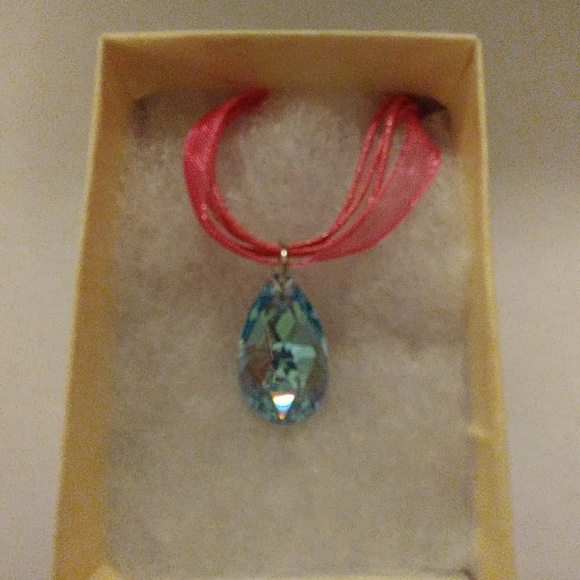 Aruba Blue Crystal Teardrop Necklace - Picture 2 of 8
